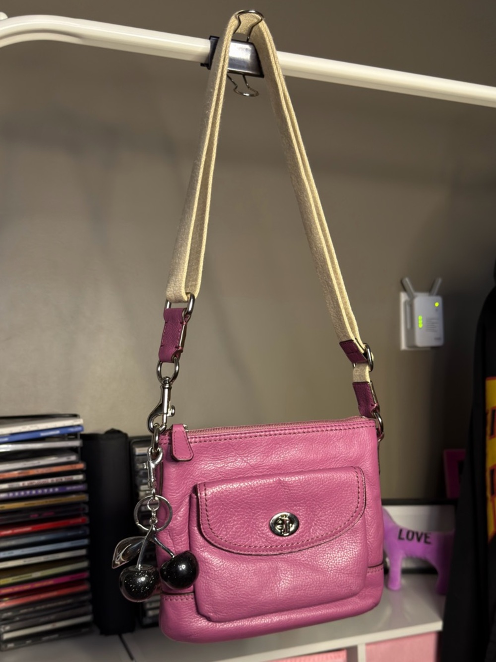 COACH PARK Berry Lilac Vintage Y2K Leather Swing Pack Crossbody Bag | F49170